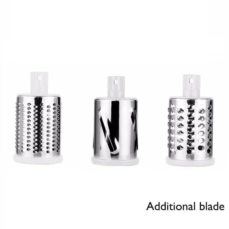 Rallador de Verduras Manual 3 en 1, Rayador Multifuncional de Acero Inoxidable con Rebanador y Cortadores de Hilo Grueso y Fino.